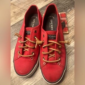 Red SPERRY Canvas Shoes